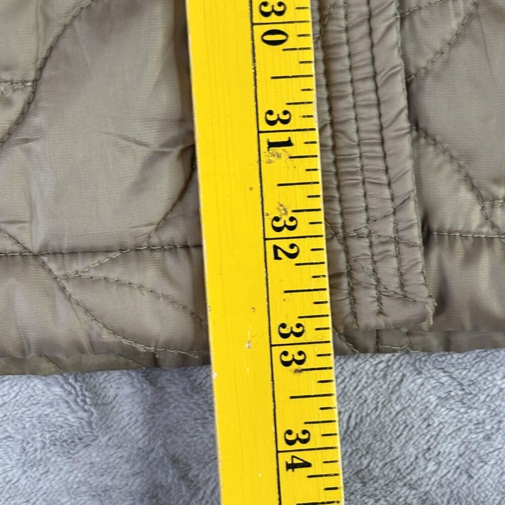 Lands' End Coat‎ Womens Small Tan Khaki Quilted Belted Snap Front Insulated - Picture 9 of 11